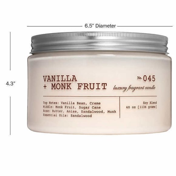 Bellevue Accents Bellevue New 4 Oz Vanilla And Monk Fruit 4 Wick Luxury Candle Metal Lid